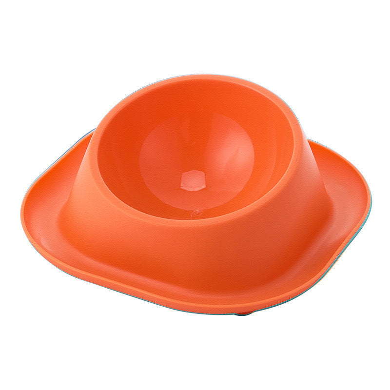 Anti-ant Cat Bowl Stainless Steel Oblique Mouth Anti-leakage Cat Food Holder Anti-tumble Pet Supplies Orange Single bowl