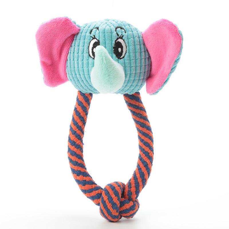 Playful Paws Cotton Rope Toys - Interactive Dog Teeth Cleaning And Sound Grinding Pet Toys Elephant Style