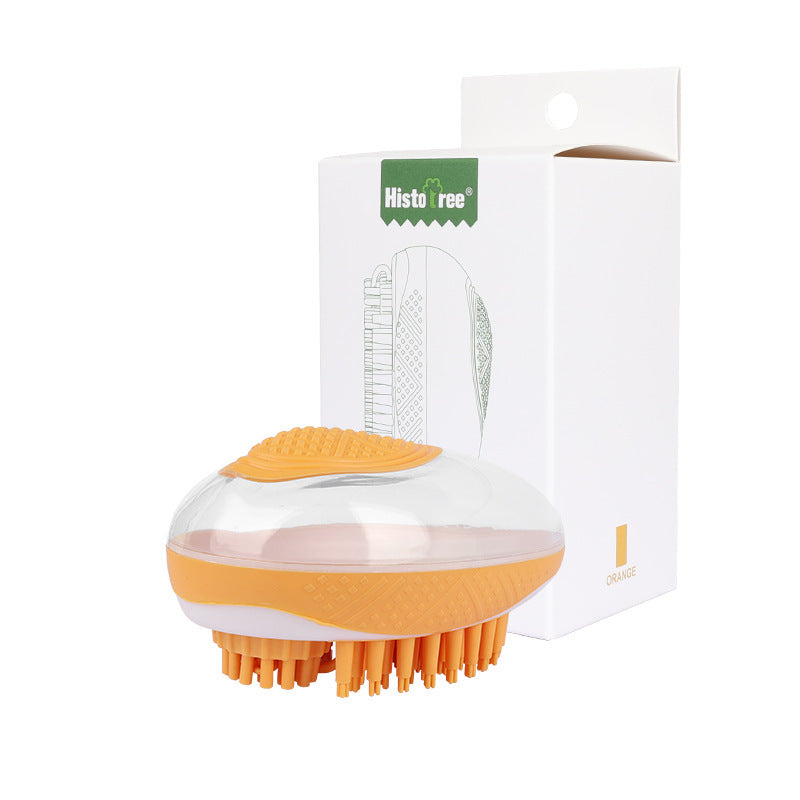 Dog Cat Bath Brush 2-in-1 Pet SPA Massage Comb Soft Silicone Pets Shower Hair Grooming Cmob Dog Cleaning Tool Pet Products Orange