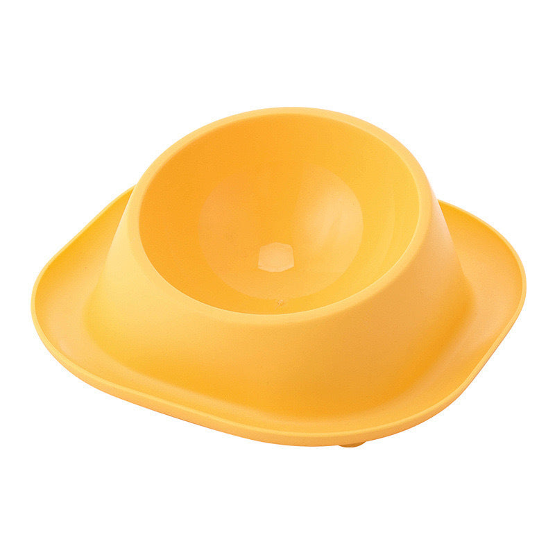 Anti-ant Cat Bowl Stainless Steel Oblique Mouth Anti-leakage Cat Food Holder Anti-tumble Pet Supplies Yellow Single bowl
