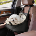 Small Dog Car Seat Booster PU Leather Travel Seat for Dogs up to 7lbs Black Small (Under 7Lbs)