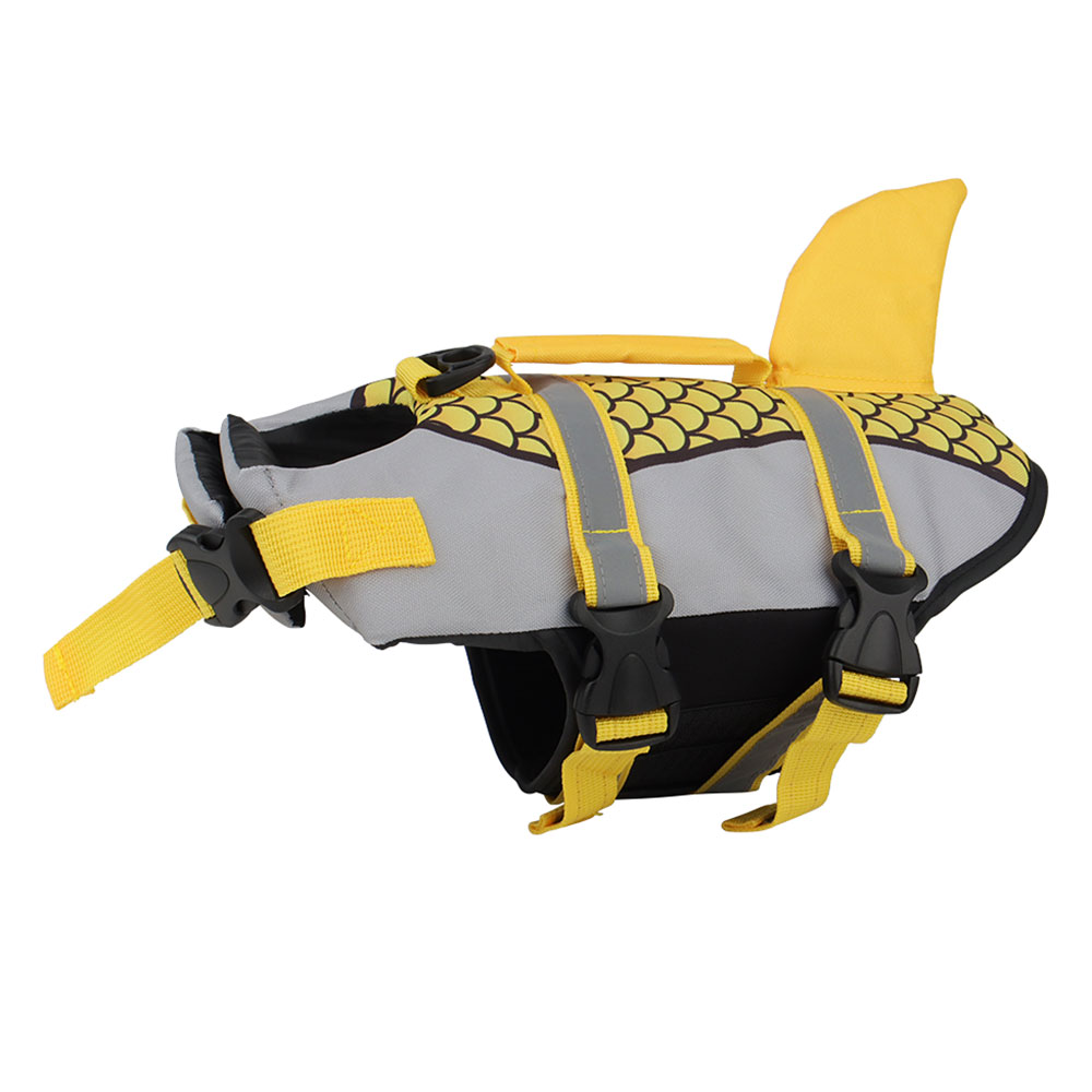 Swim Pet Dog Life Jacket Vest Clothes Life Vest Collar Harness Pets Swimming Summer Swimwear Scales Shark Pet Products Yellow