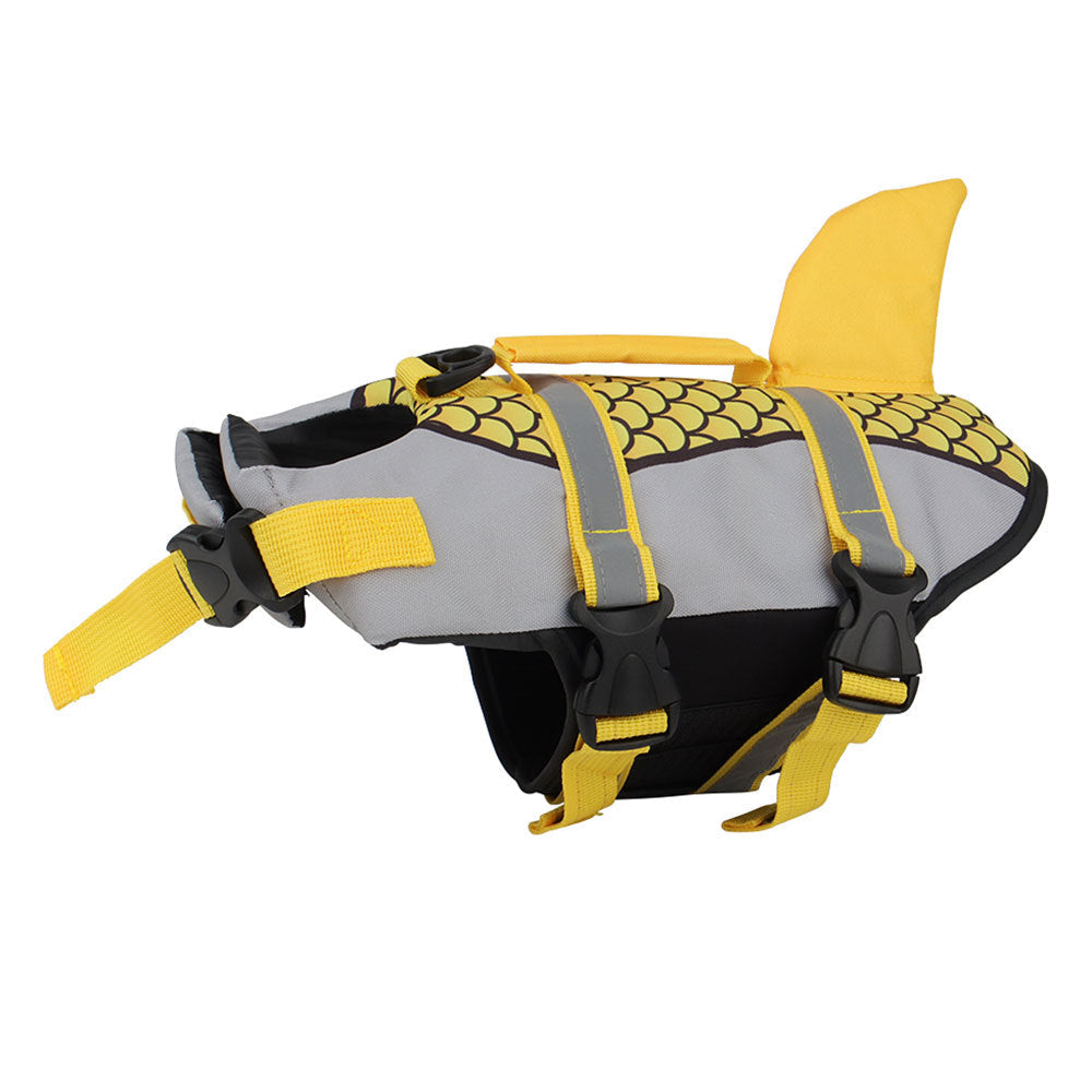 Swim Pet Dog Life Jacket Vest Clothes Life Vest Collar Harness Pets Swimming Summer Swimwear Scales Shark Pet Products Yellow