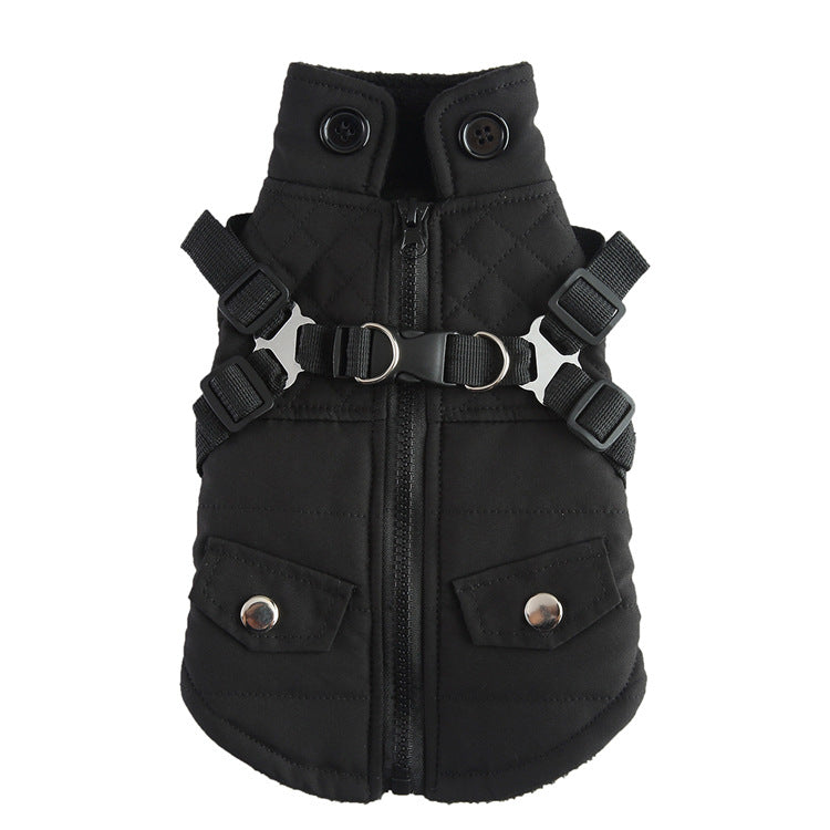 Pet Winter Cotton Dog Clothes Zipper Jacket Dog Supplies DZ276 black