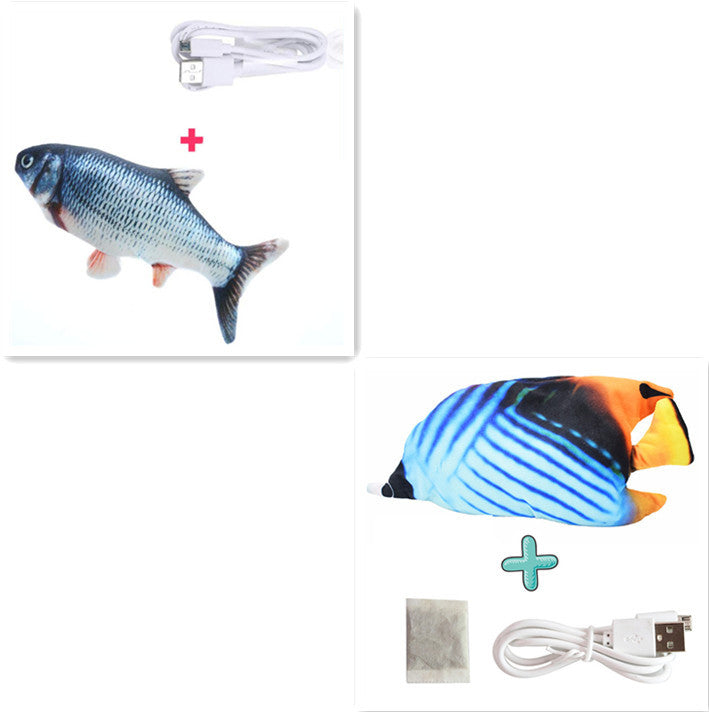 Electric Funny Cat Simulation Fish Beating Usb Jumping Cat Toy Set C