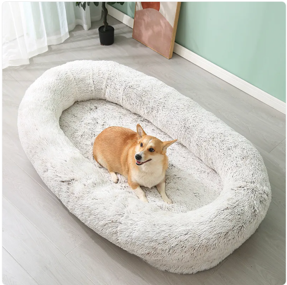 Plush Winter Pet Bed - Warm, Large, Removable & Washable Gradient Brown 165x95x30CM