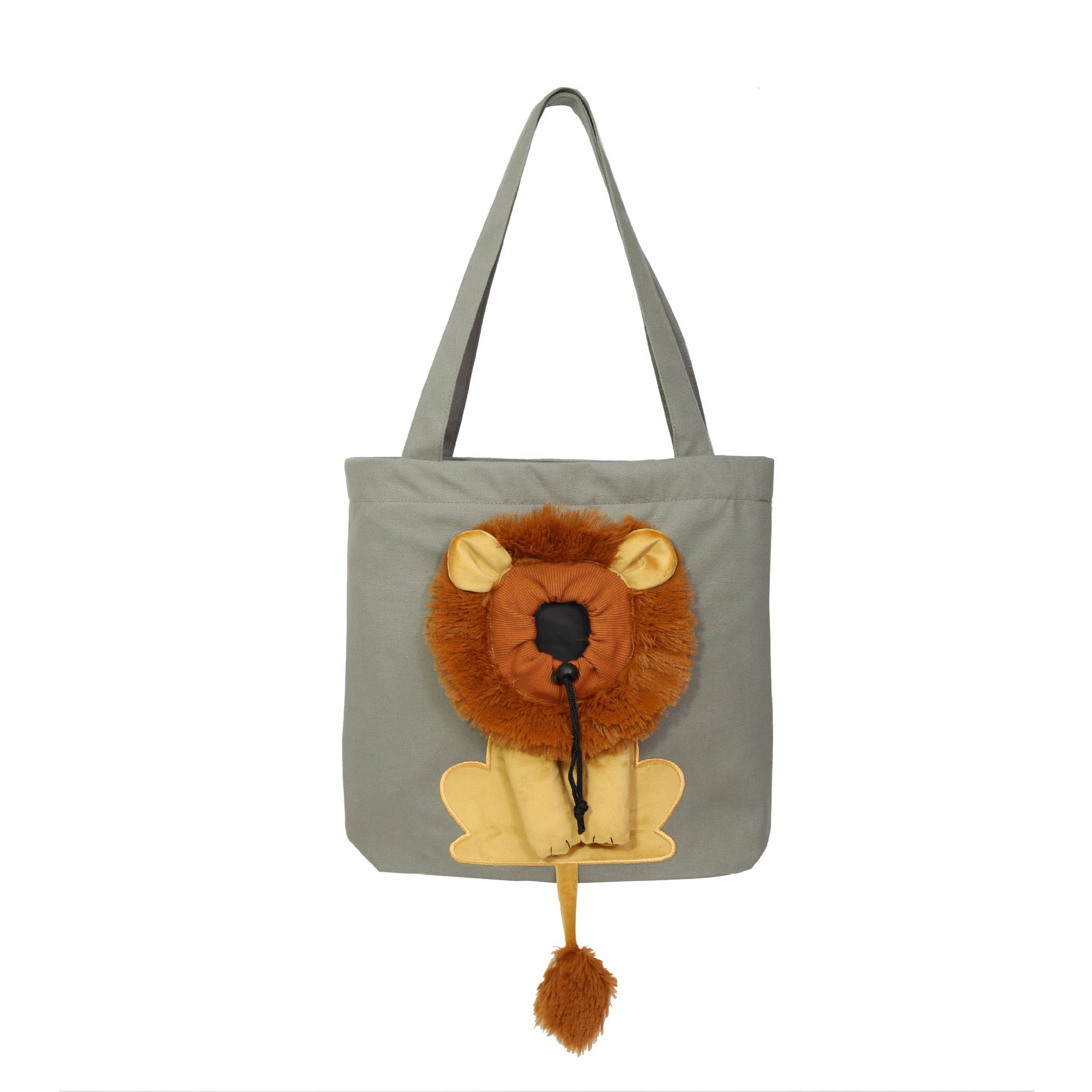 Soft Pet Carriers Lion Design Portable Breathable Bag Cat Dog Carrier Bags Outgoing Travel Pets Handbag With Safety Zippers Dark Grey