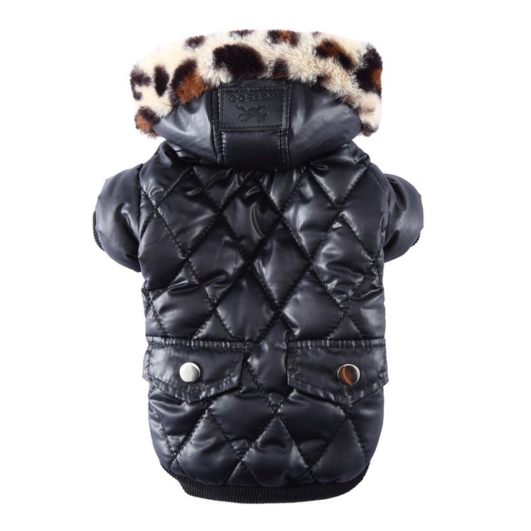 Zippered Cotton Padded Clothes For Pets Black