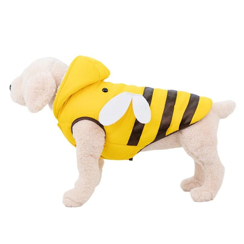 Warmly Dog Coat Cute Bees Pets Costume Outfit Winter Dogs Clothes For Cold Weather Small Medium Large Dogs Jacket Hooded