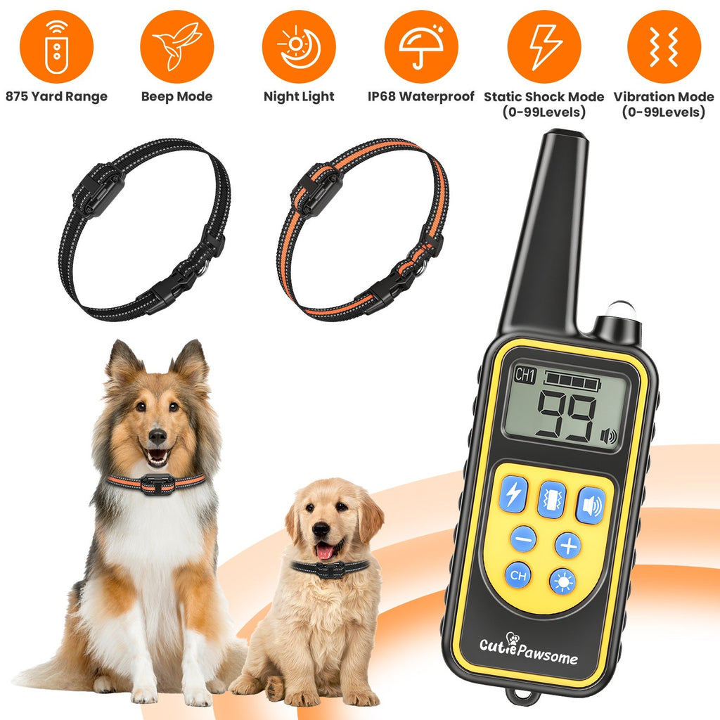 Rechargeable Dog Training Collar with Remote – 875 Yard Range