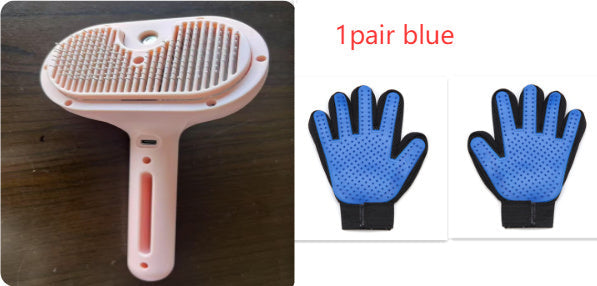 Pet Comb Self Cleaning Pets Hair Remover Brush For Dogs Grooming Tools Dematting Comb Built-in Mist Humidifier Pet Products RK56 USB Pink set