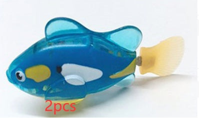 Cat Interactive Electric Fish Water Toy For Indoor Play Swimming Robot Fish Toys For Cat Dog Pet Baby Swimmer Bath Robofish Toys Dark blue, 2PCS