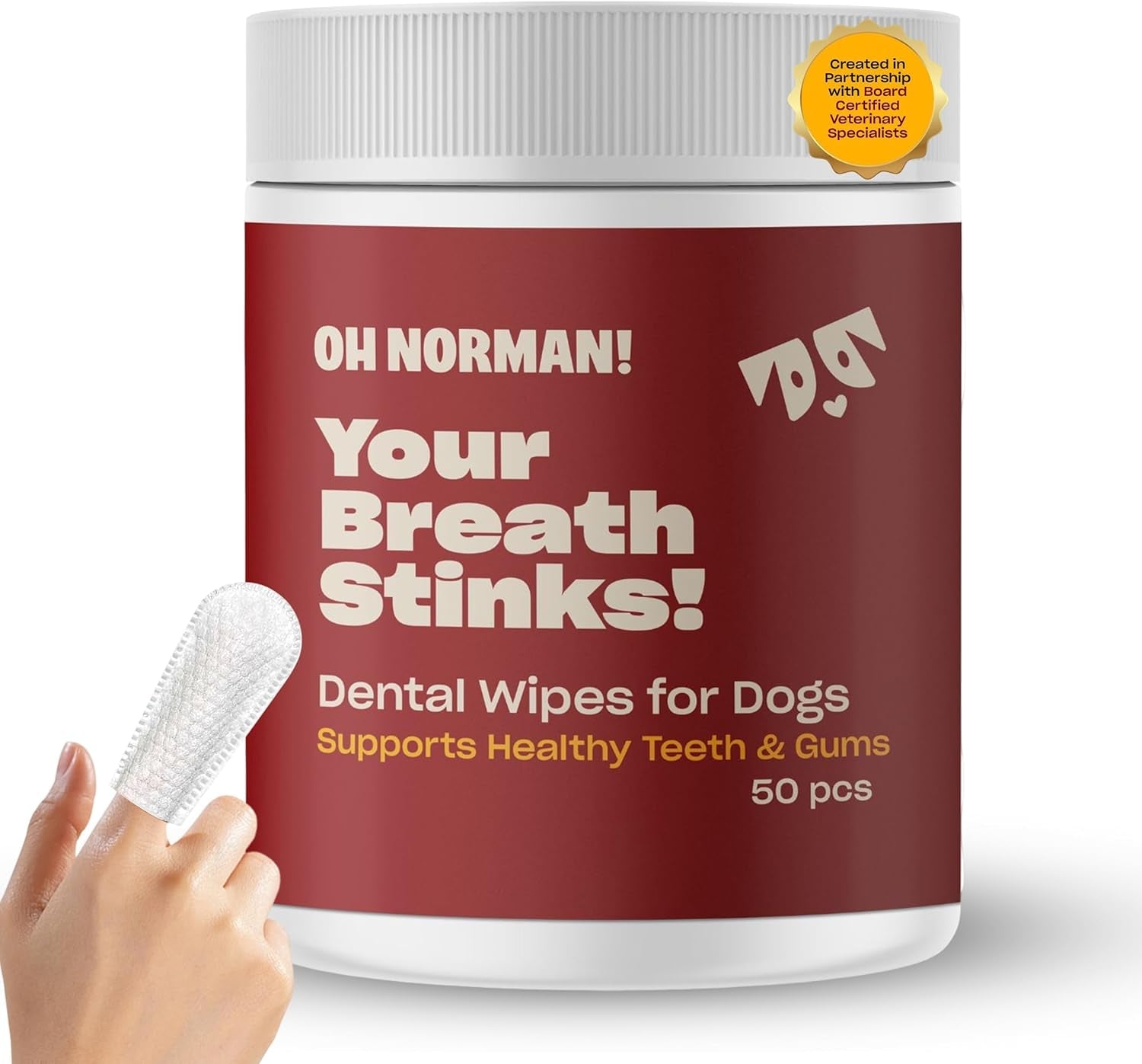 Dog Dental Wipes Finger Wipes for Teeth Cleaning Fresh Breath 50ct Default Title