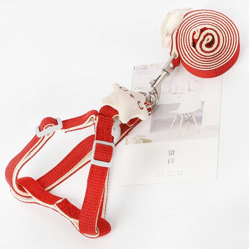 Houndstooth Nylon Dog Leash – 120cm | 4 Colors, Small & Large Red