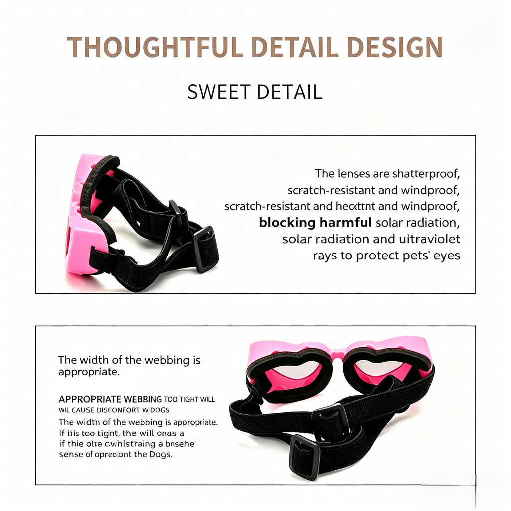 Heart Shaped Pet Sunglasses Adjustable Dog Goggles Cute Fashion Glasses for Small Dogs Cats UV Protection