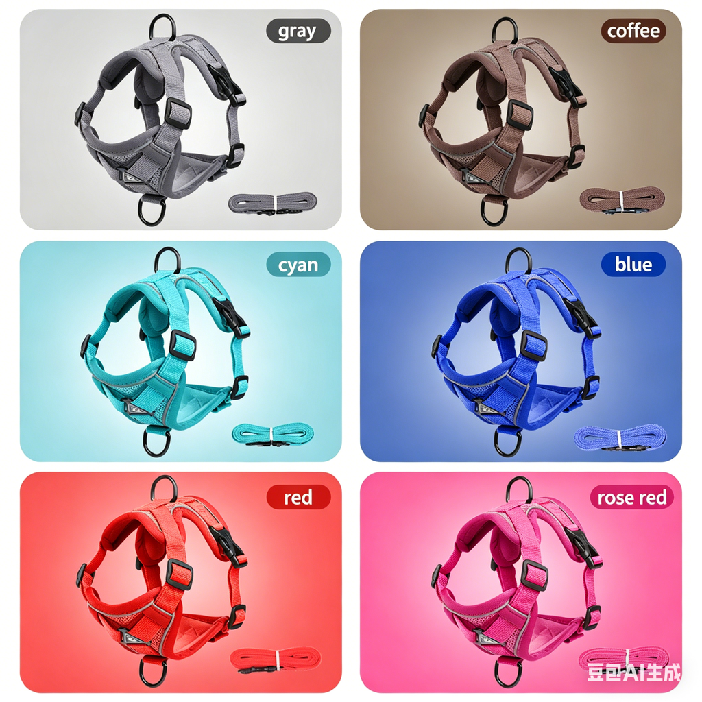 Reflective Pet Harness and Leash Set – Adjustable Escape Proof Soft Mesh Vest for Indoor & Outdoor Walking