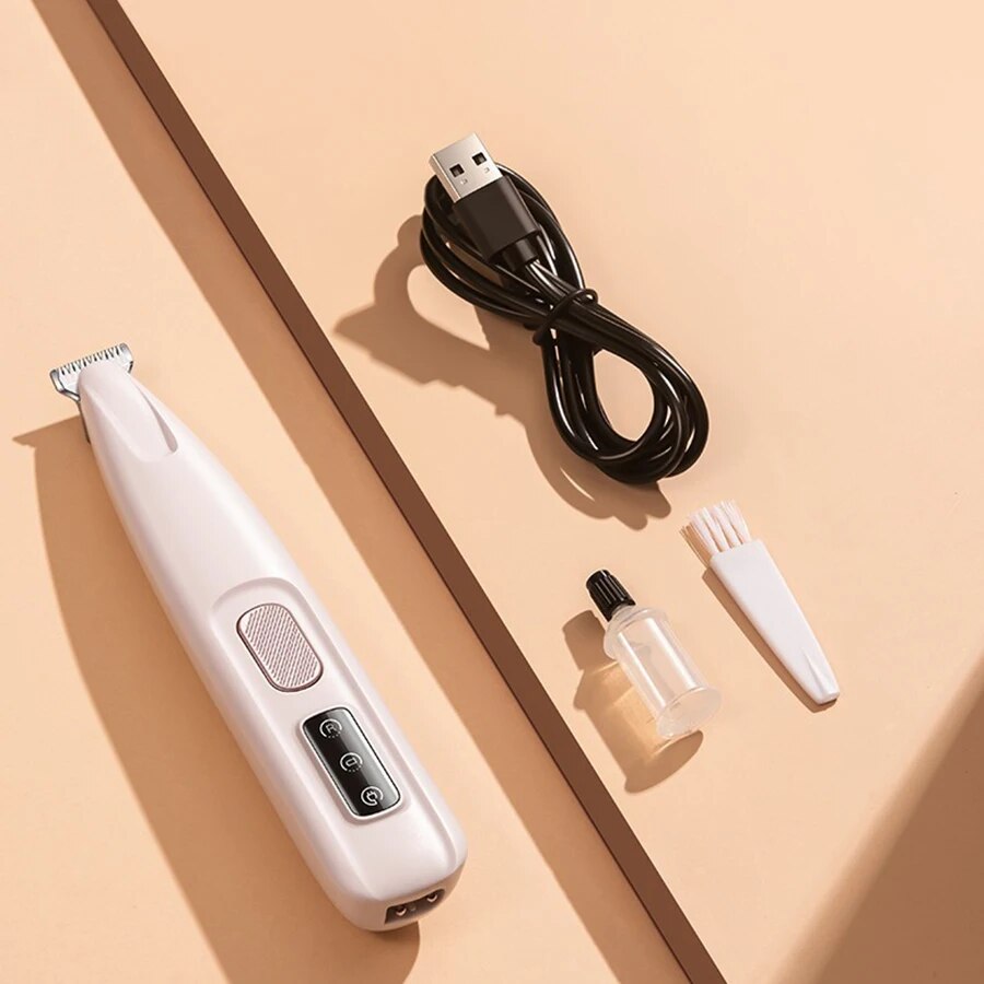 New Dog Paw Trimmer With LED Light Fully Waterproof Pet Hair Trimmer With LED Display Dog Clippers For Grooming 18mm Widen Blade White