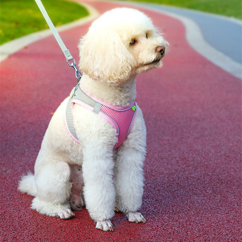 Reflective Dog Vest Harness & Leash – Breathable Polyester | XXS–L | 7 Colors