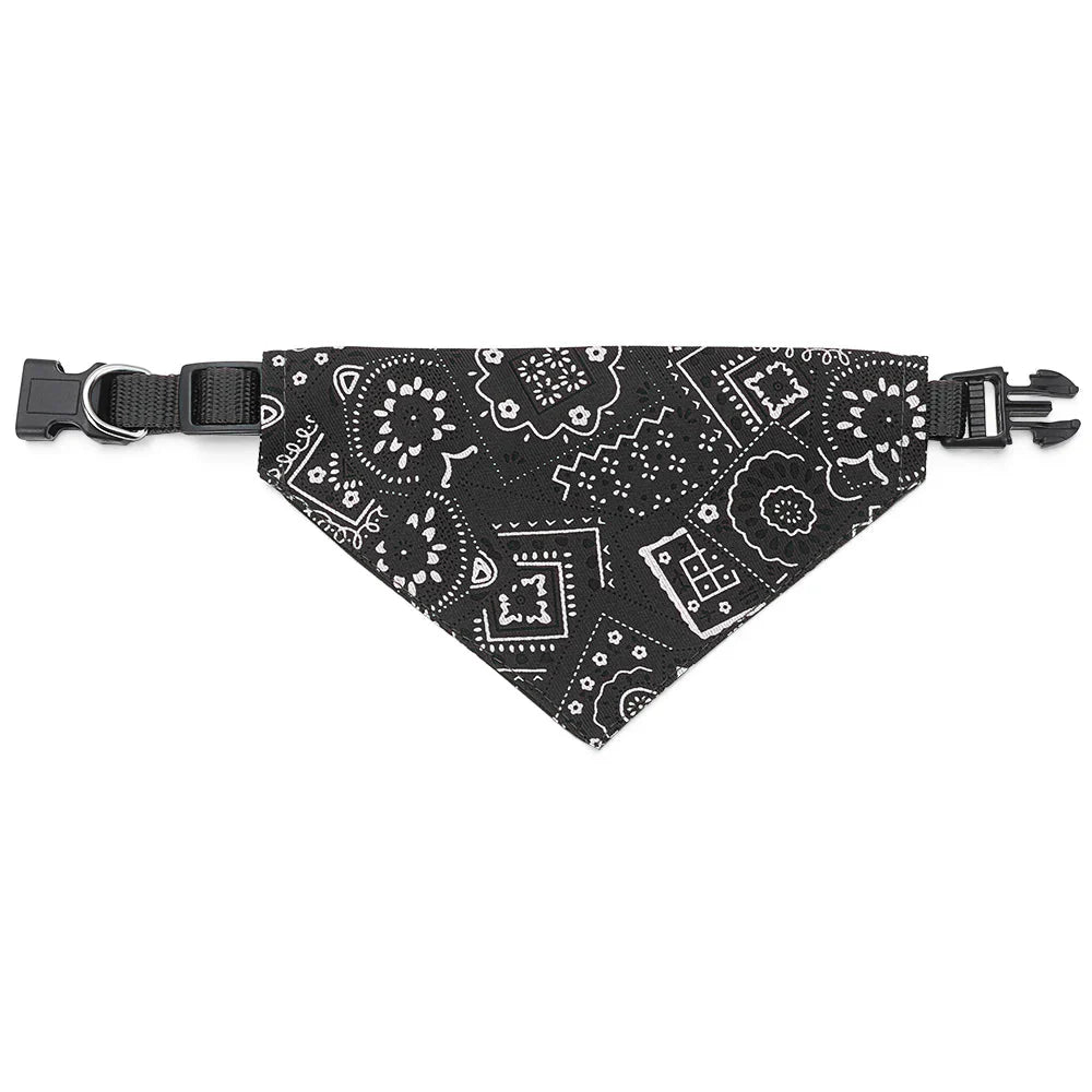 Adjustable Pet Bandana Scarf | Washable Cotton Triangle Collar for Dogs and Cats black