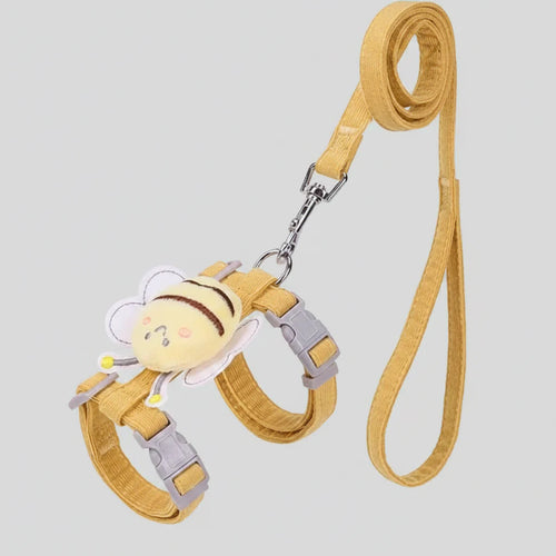 Adjustable Bee Cat Harness and Leash Set – Cartoon Double Layer Pet Vest Yellow