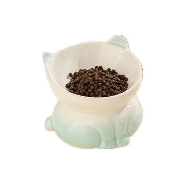 Ceramic Cat Dog Bowl Pet Supplies Drinking Water Goblet Food Basin Gradient Green
