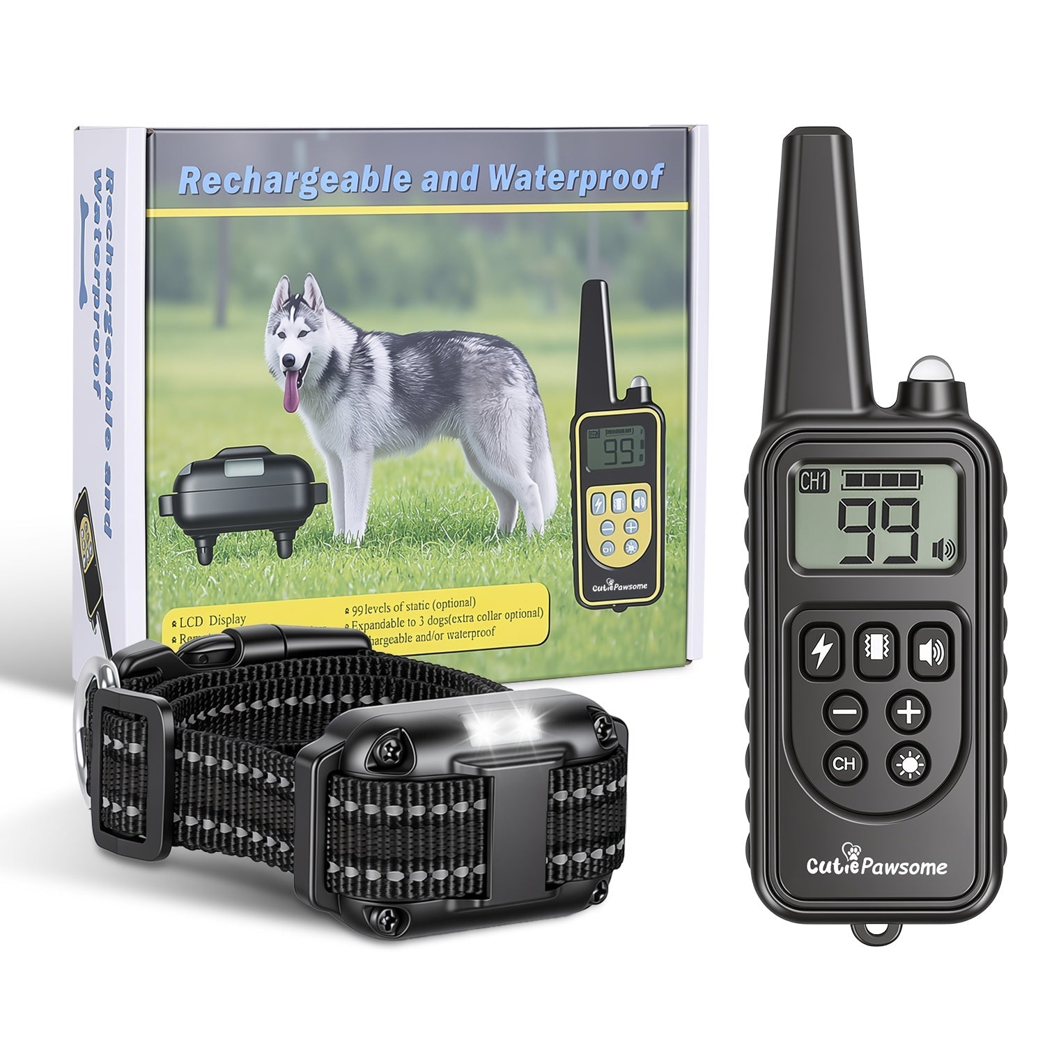 Rechargeable Dog Training Collar with Remote – 875 Yard Range
