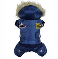 Air Force Inspired Four-Legged Pet Suit - Stylish Autumn And Winter Coats For Dogs Blue