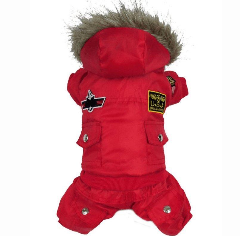 Air Force Inspired Four-Legged Pet Suit - Stylish Autumn And Winter Coats For Dogs Red