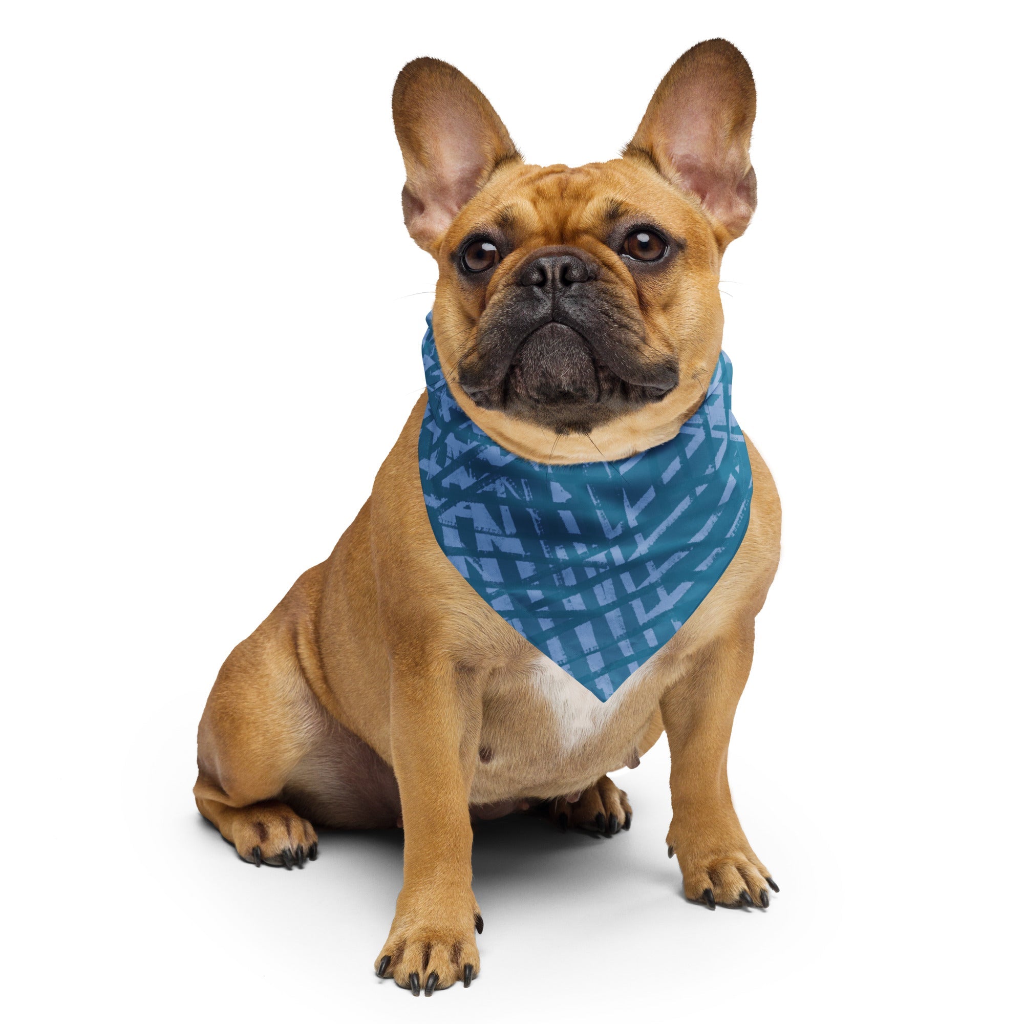Sebastian & Clementine Blue Crosshatch Pet Cotton Bandana