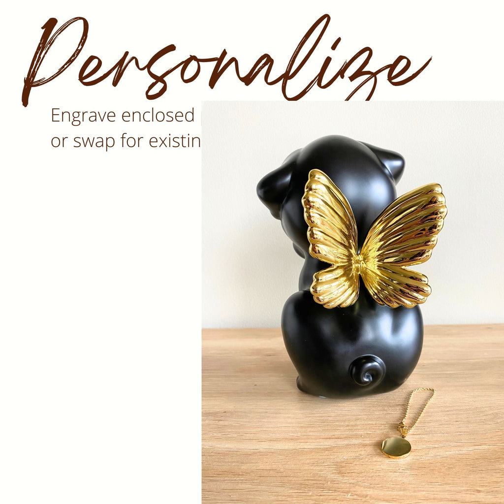 Retriever Angel Dog Urn - Onyx with Gold Wings