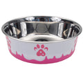 Non-Skid Paw Design Dog Bowls by Maslow, Pink 6.75 Cups