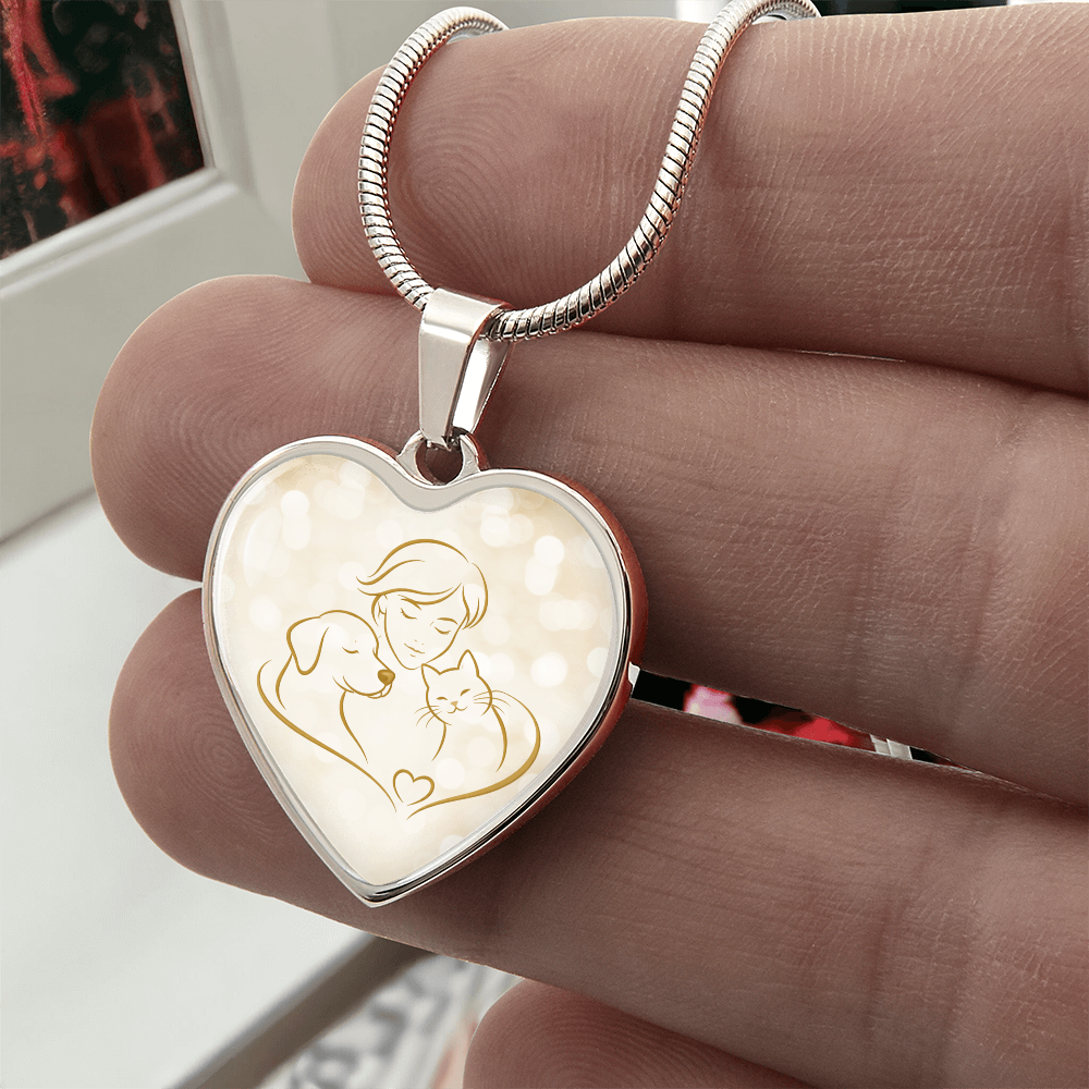 Pet Love Valentine Heart Necklace – Dog, Cat & Human Bond