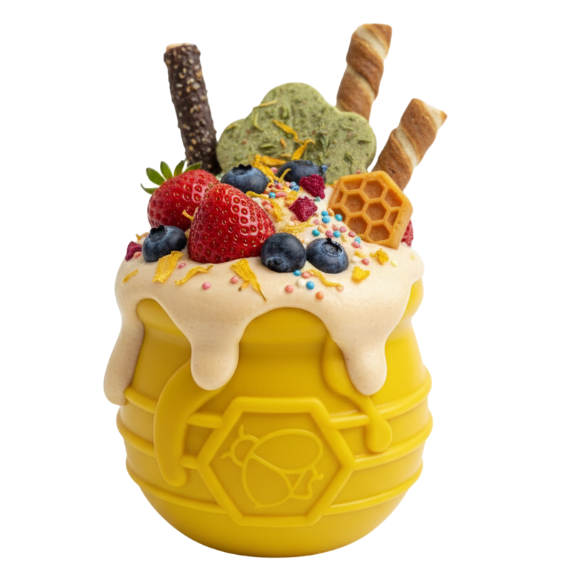 SodaPup Honey Pot Dog Treat Dispenser – PUP-X Rubber Enrichment Toy | L & XL | USA Made