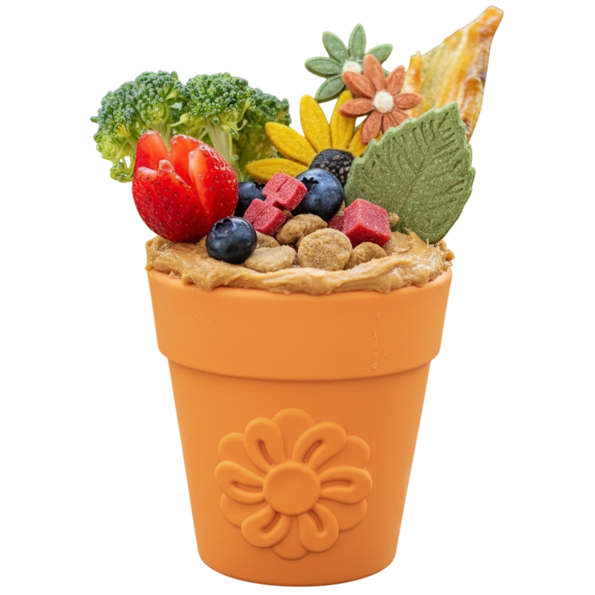 SodaPup Large Flower Pot Dog Treat Dispenser – USA-Made Natural Rubber | 3 Colors
