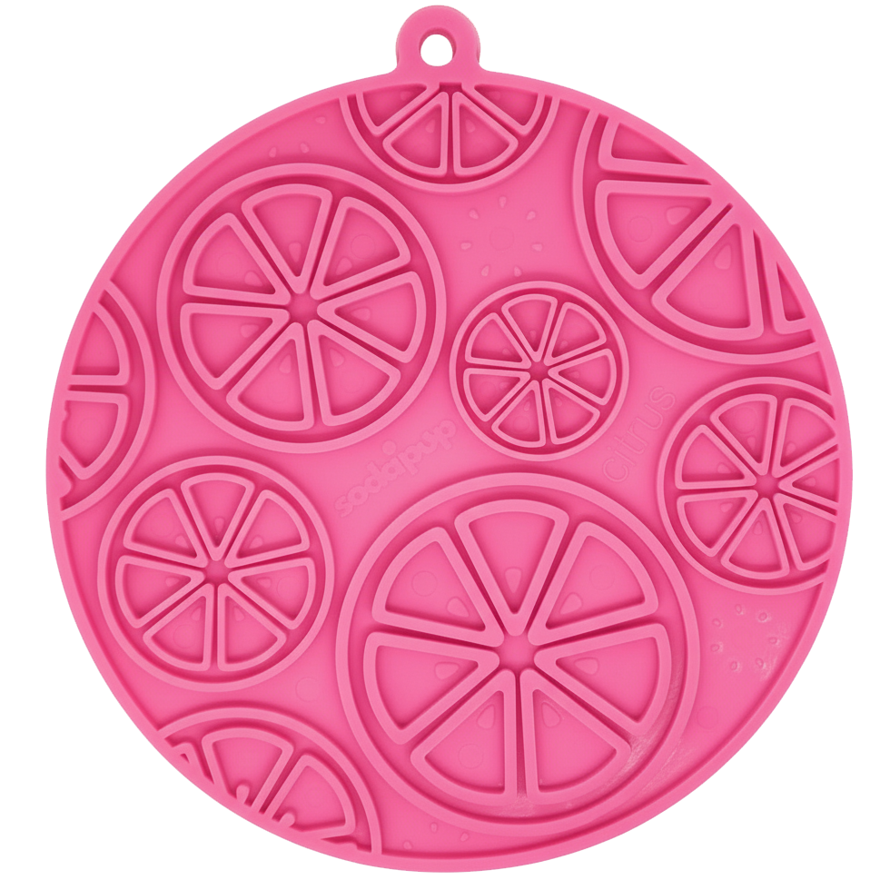Citrus Design eMat - Enrichment Lick Mat For Dogs and Cats - with Suction Cups | USA Made Pink Citrus emat