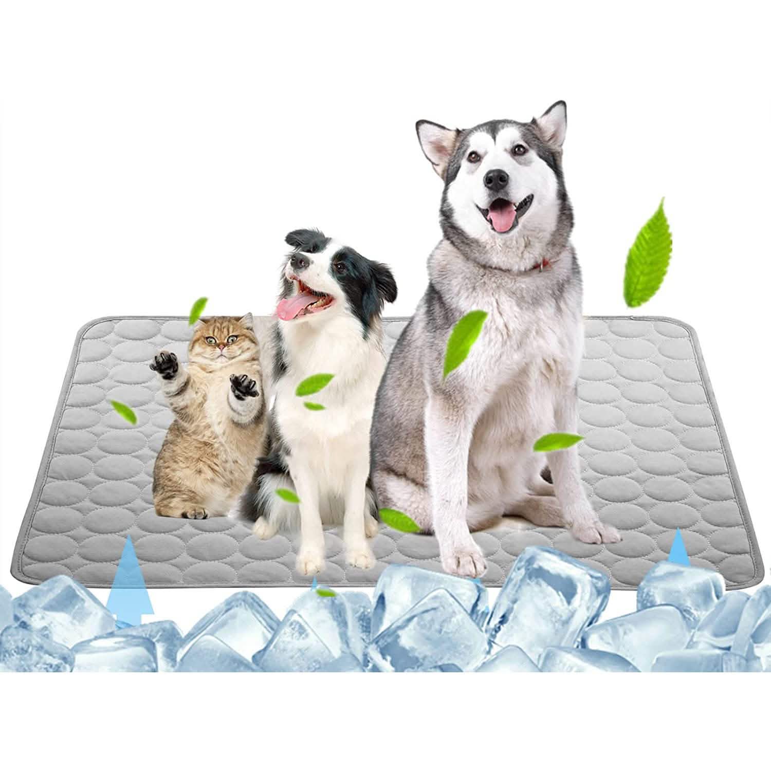 Automatic Cooling Dog Mat Washable Pet Sleeping Blanket Mat Gray
