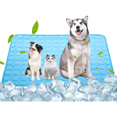 Automatic Cooling Dog Mat Washable Pet Sleeping Blanket Mat Light Blue