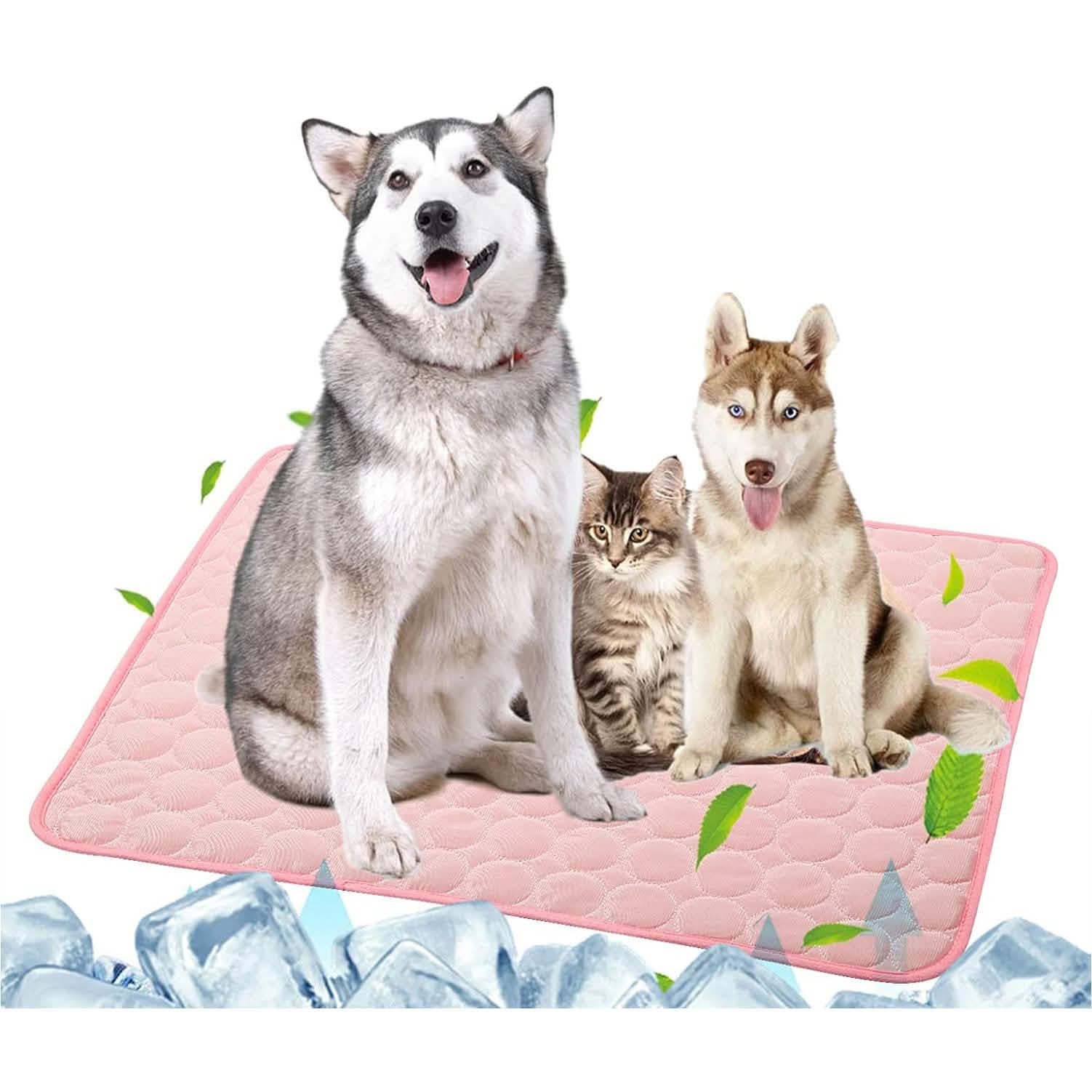 Automatic Cooling Dog Mat Washable Pet Sleeping Blanket Mat Pink