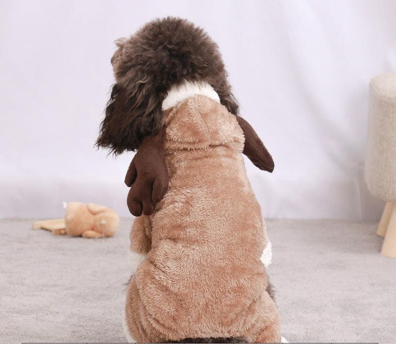 Autumn And Winter Dog Pet Costume Collection: Cozy Coral Fleece Cartoon Style Elk