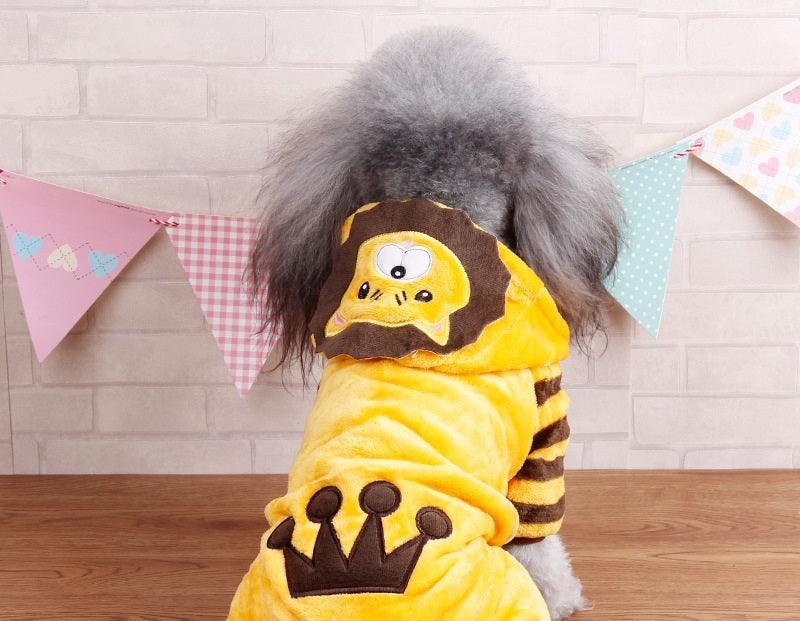 Autumn And Winter Dog Pet Costume Collection: Cozy Coral Fleece Cartoon Style Lion