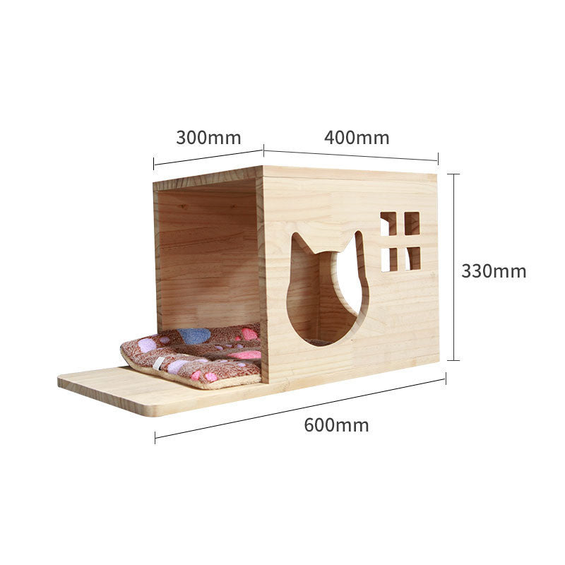 Pet Cat Climbing Frame Wall Type Solid Wood Wall Hanging Platform Ladder Pets Accessories Terrace cat litter hexagonal