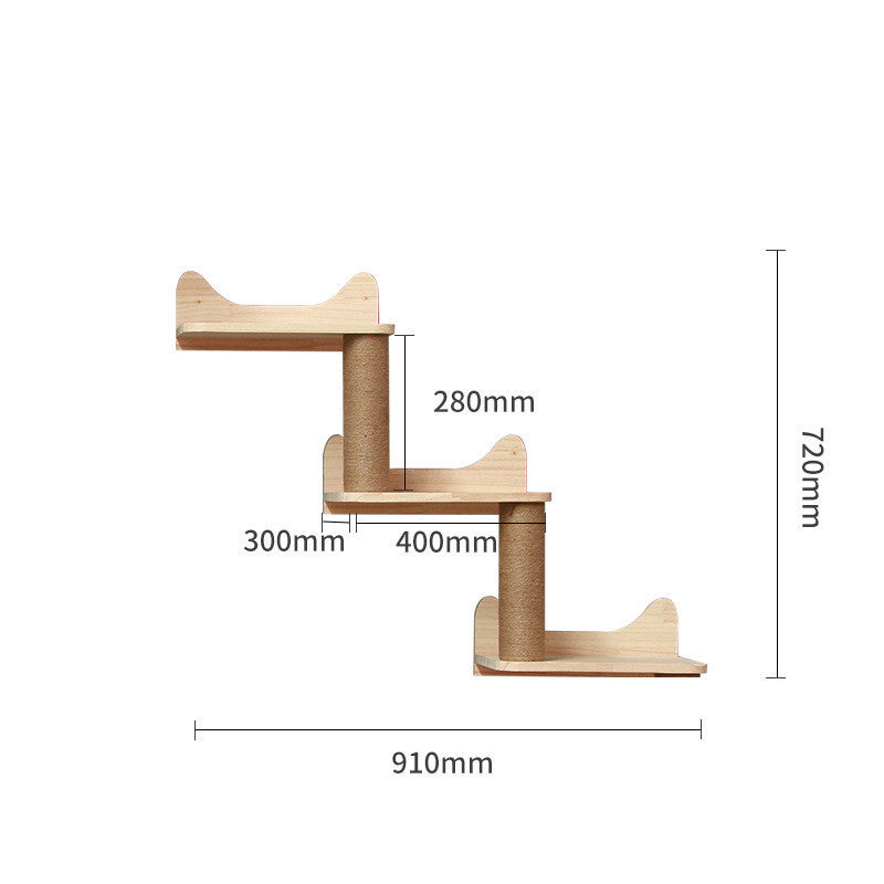 Pet Cat Climbing Frame Wall Type Solid Wood Wall Hanging Platform Ladder Pets Accessories A3 wall steps
