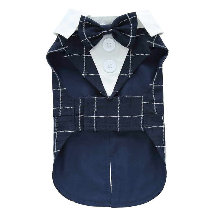 Pet Supplies Clothing Dog Dress Tuxedo Blue plaid