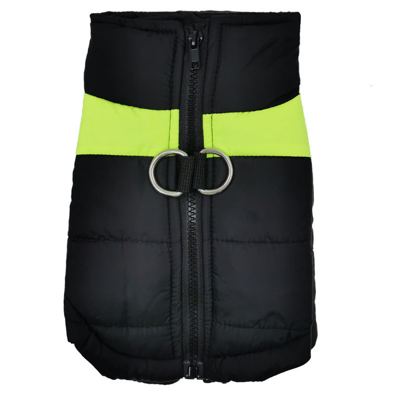 Big Dog Pet Vest Ski Suit Waterproof Cotton Coat Jacket Autumn And Winter Warm Clothing For Pets Green Ski Suit