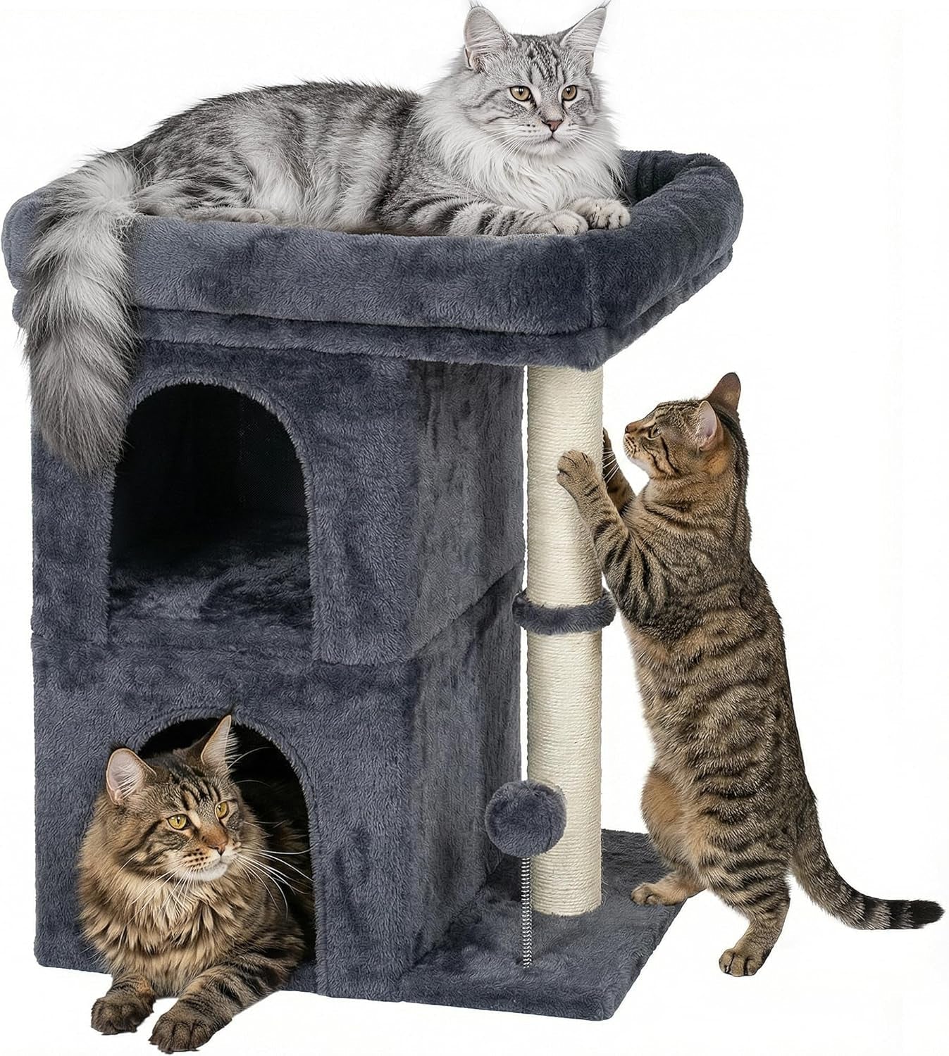 Cat Tree for Large Cats 24in Tower with Perch Condos Scratching Post 24''Dark Grey