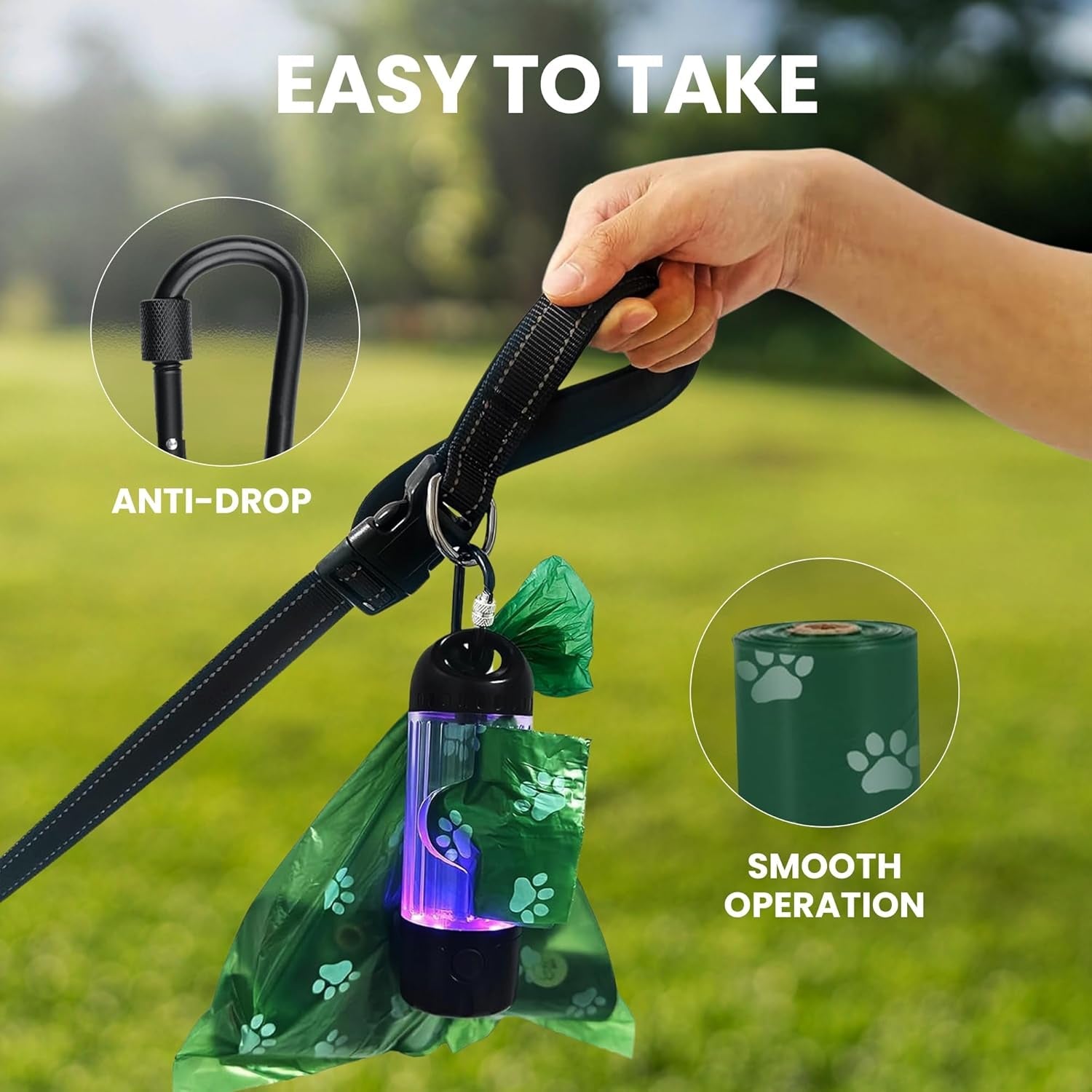 Dog Poop Bag Dispenser LED Flashlight USB C Rechargeable 45 Bags Default Title