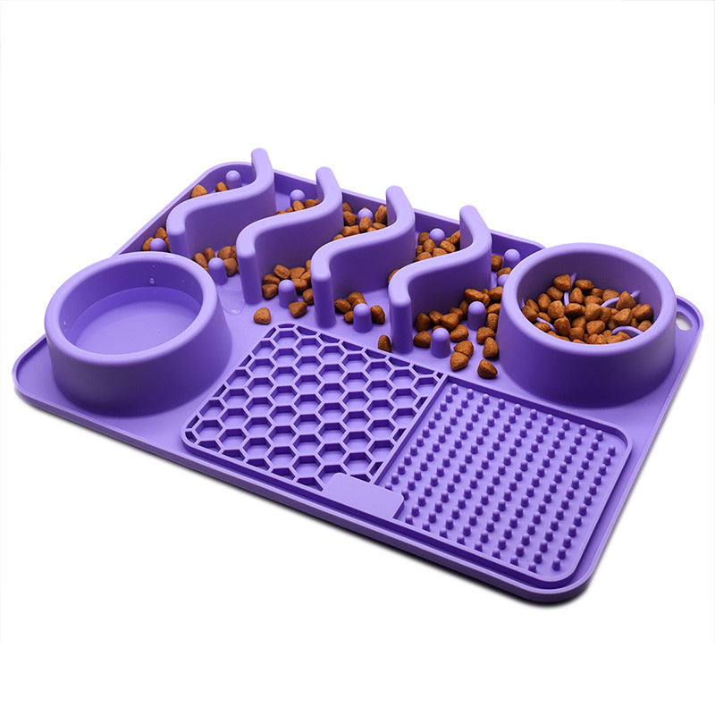 Dog Silicone Licking Pad Pet Licking Mat Silicone Smelling Mat Multifunctional Food Bowl Pets Supplies Small Purple Licking Pad