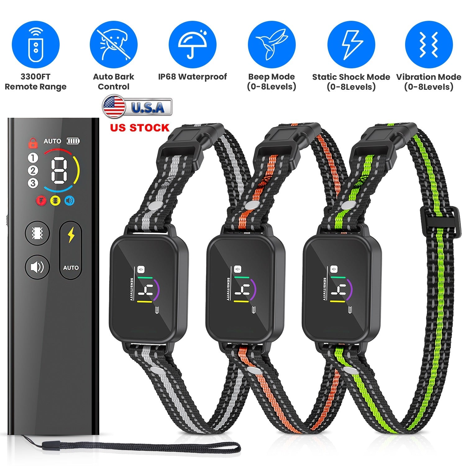 Dog Training Collar with Remote and Bark Control for Small Dogs