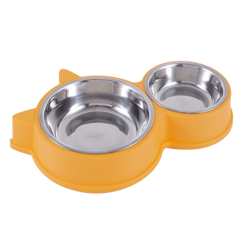 Dogs And Cats Anti-tumble Double Bowl Automatic Drinking Pet Supplies Cat Ear Yellow