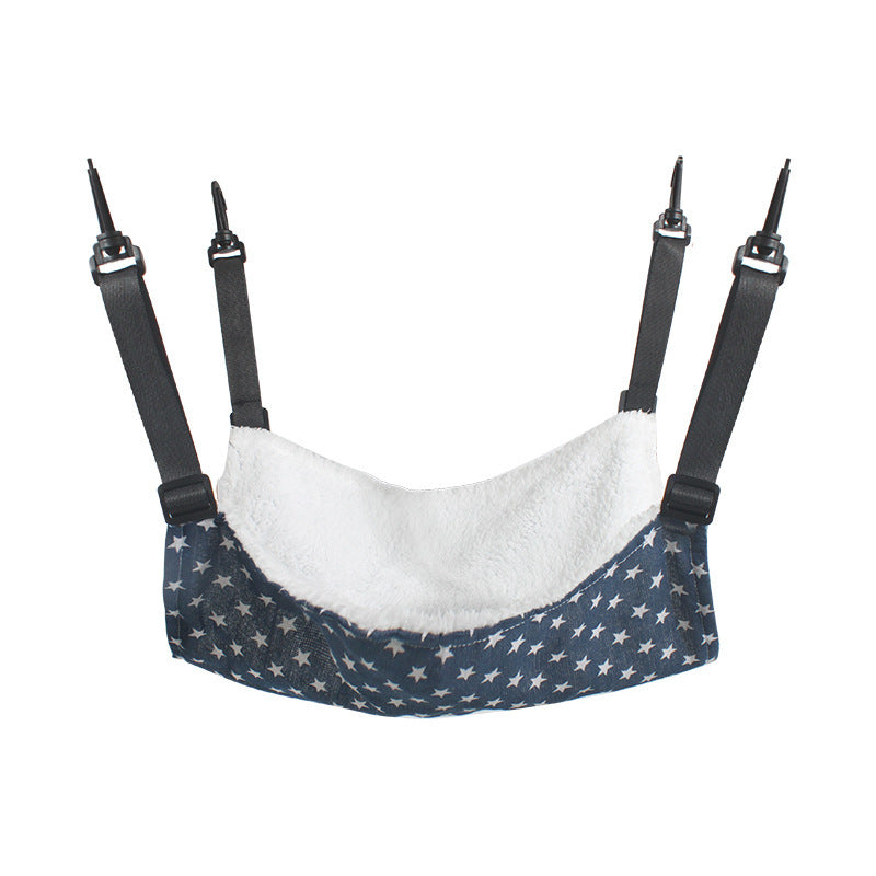 Lamb Fleece Cat Hanging Beds Pets Cage Hammock Bed For Kitten Hanging Seat Indoor Durable Winter Cat Bed Kitty Nest Puppy Cushion Pet Products Blue Star Autumn And Winter